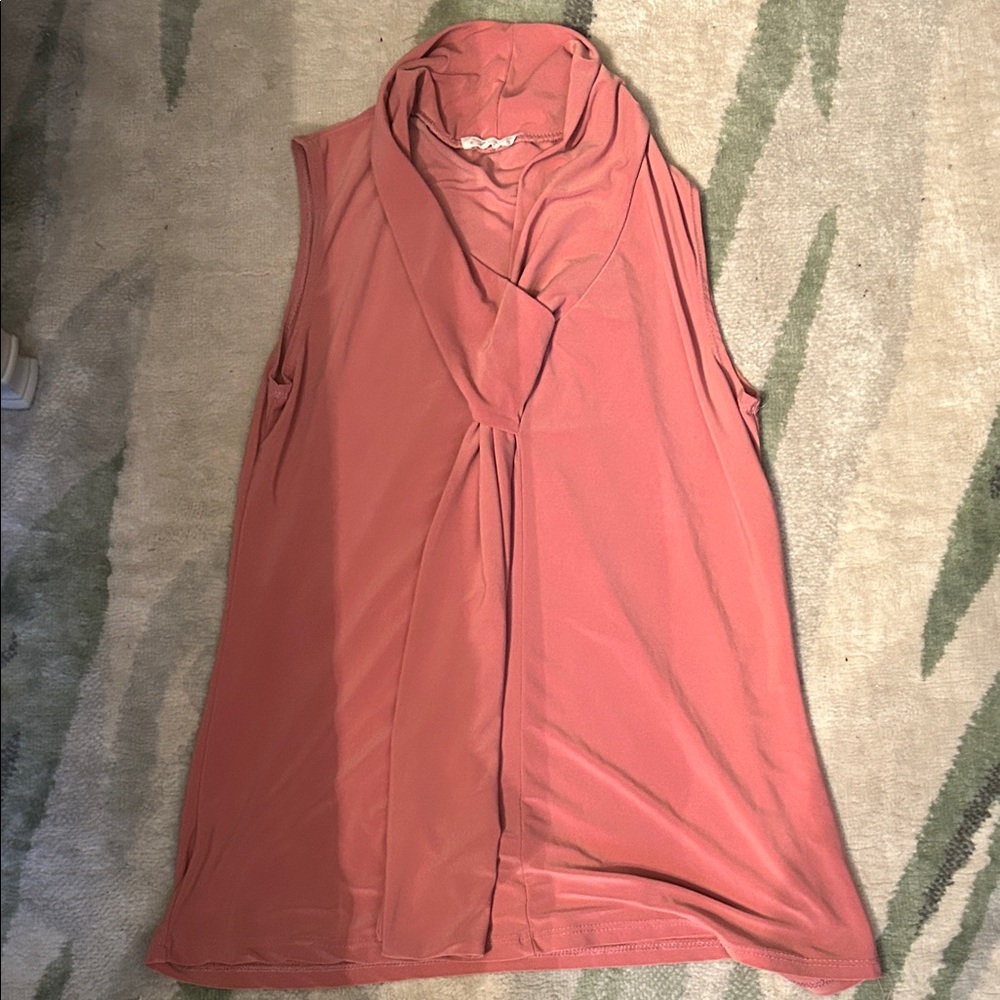 Chic Sleeveless Cowl Neck Blouse - Dusty Rose